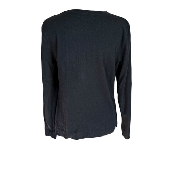 Talbots Petites black long sleeve pullover stretchy Christmas sweater size SP - Picture 4 of 8